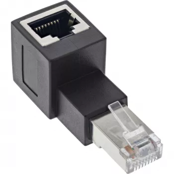 InLine adaptér patch kábla Cat.6A, RJ45 konektor samec / konektor samica, 90° zalomený nahor