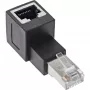 InLine adaptér patch kábla Cat.6A, RJ45 konektor samec / konektor samica, 90° zalomený nahor