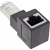 InLine adaptér patch kábla Cat.6A, RJ45 konektor samec / konektor samica, 90° zalomený nahor