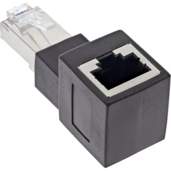 InLine adaptér patch kábla Cat.6A, RJ45 konektor samec / konektor samica, 90° zalomený nahor