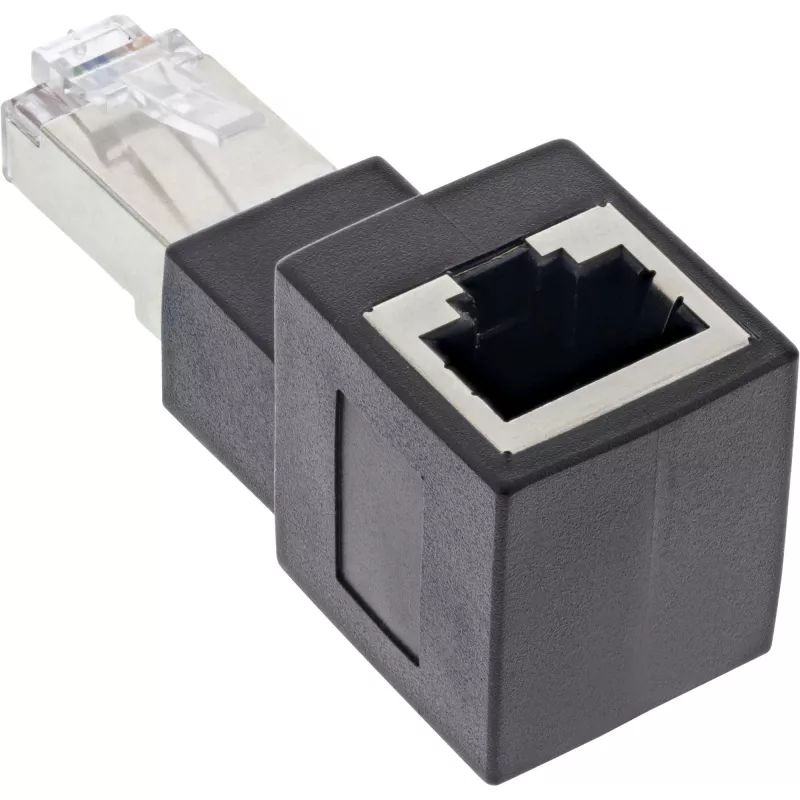 InLine adaptér patch kábla Cat.6A, RJ45 konektor samec / konektor samica, 90° zalomený nahor