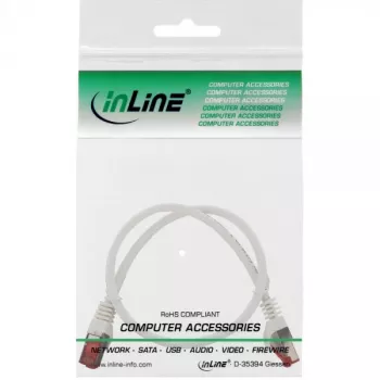InLine patch kábel S/FTP PiMF Cat.6 250MHz medený bezhalogénový biely 0,5 m