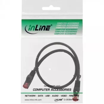 InLine patch kábel S/FTP PiMF Cat.6 250MHz medený bezhalogénový čierny 0,5 m