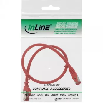 InLine patch kábel S/FTP PiMF Cat.6 250MHz medený bezhalogénový červený 0,5 m