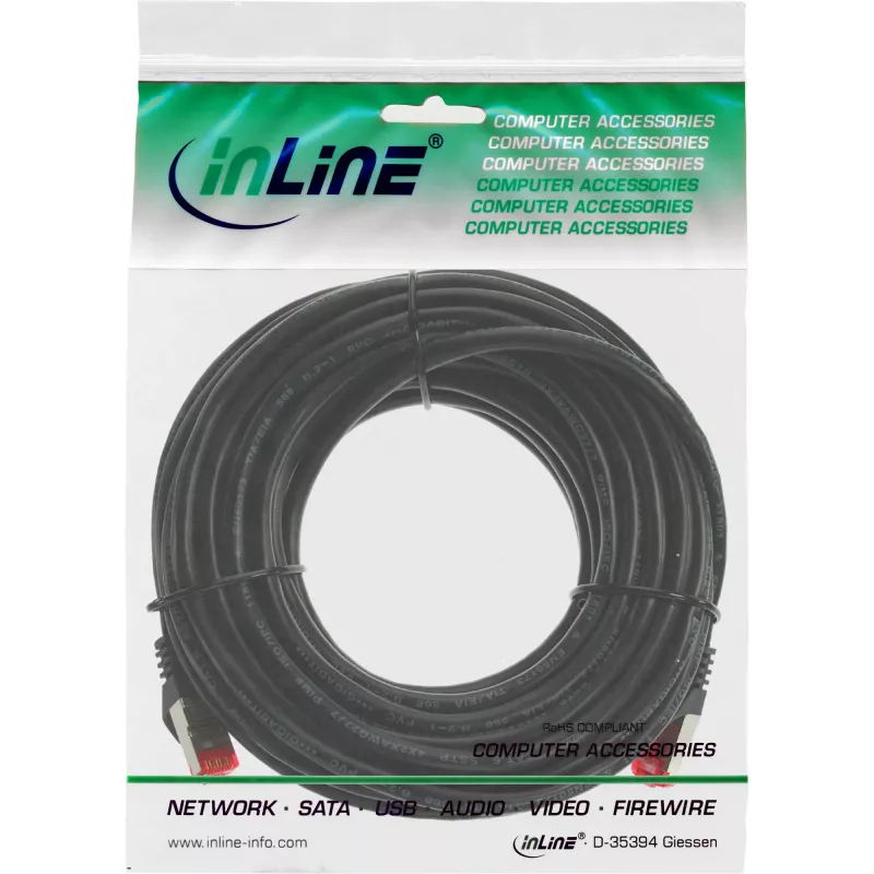 InLine patch kábel S/FTP PiMF Cat.6 250MHz medený bezhalogénový čierny 7,5 m
