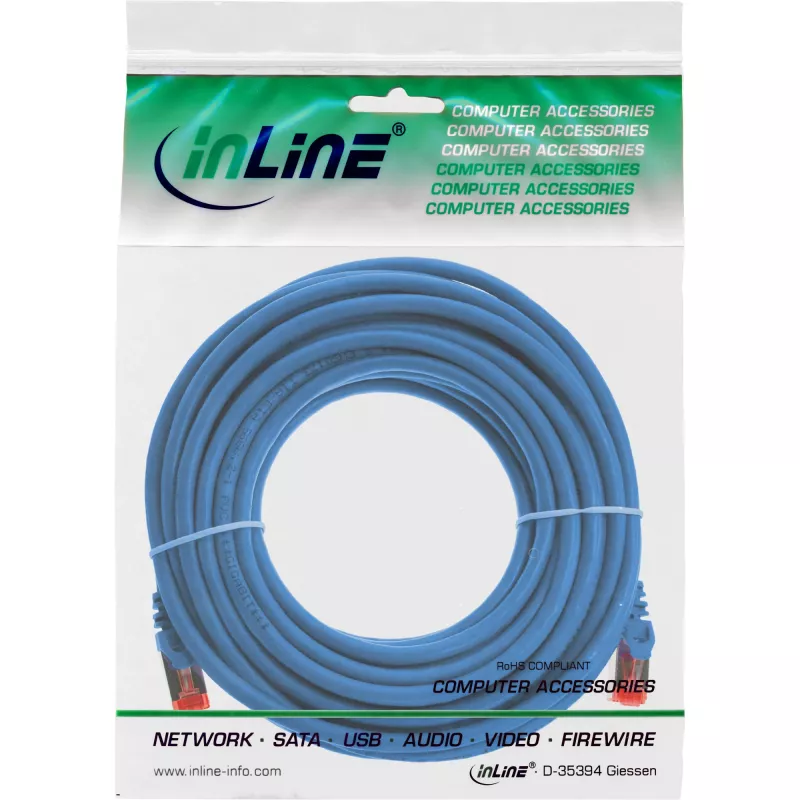 InLine patch kábel S/FTP PiMF Cat.6 250MHz medený bezhalogénový modrý 7,5 m