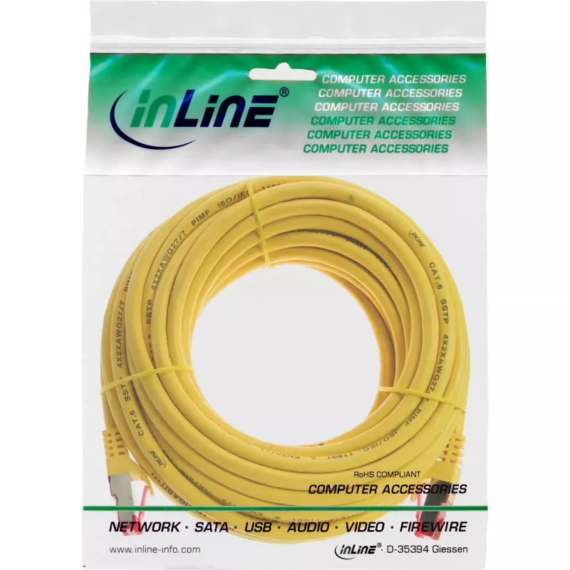 InLine patch kábel S/FTP PiMF Cat.6 250MHz medený bezhalogénový žltý 7,5 m