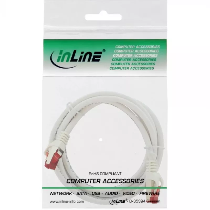 InLine Patch kábel S/FTP PiMF Cat.6 250MHz medený bezhalogénový biely 2m