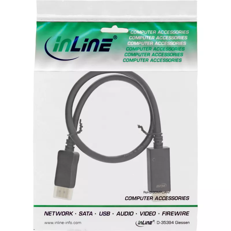 DisplayPort na HDMI konvertorový kábel InLine 17181I 4K/60Hz čierny 1m