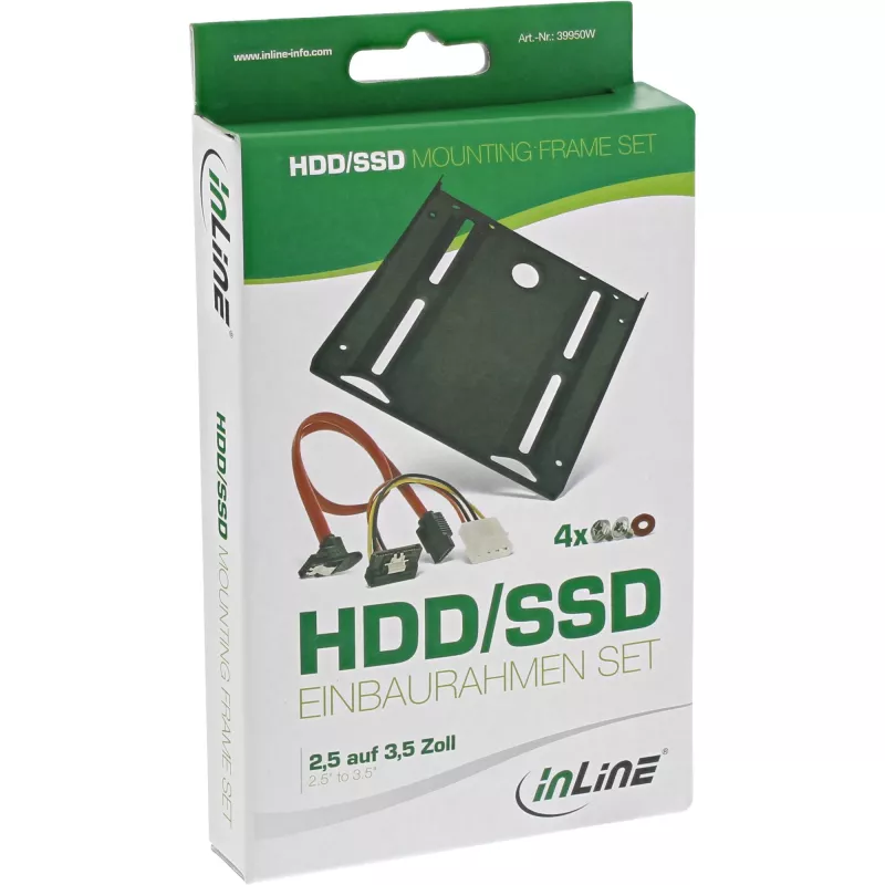 InLine HDD/SSD montážny rámik SET s SATA a napájacím káblom, zahnutý, vrátane skrutiek