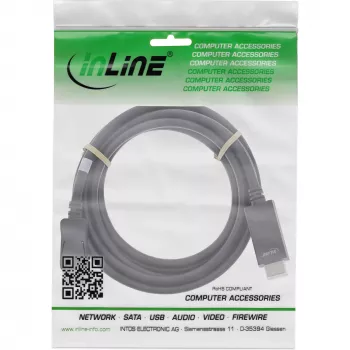 InLine DisplayPort na HDMI konvertorový kábel, 4K/60Hz, čierny, 1,5 m
