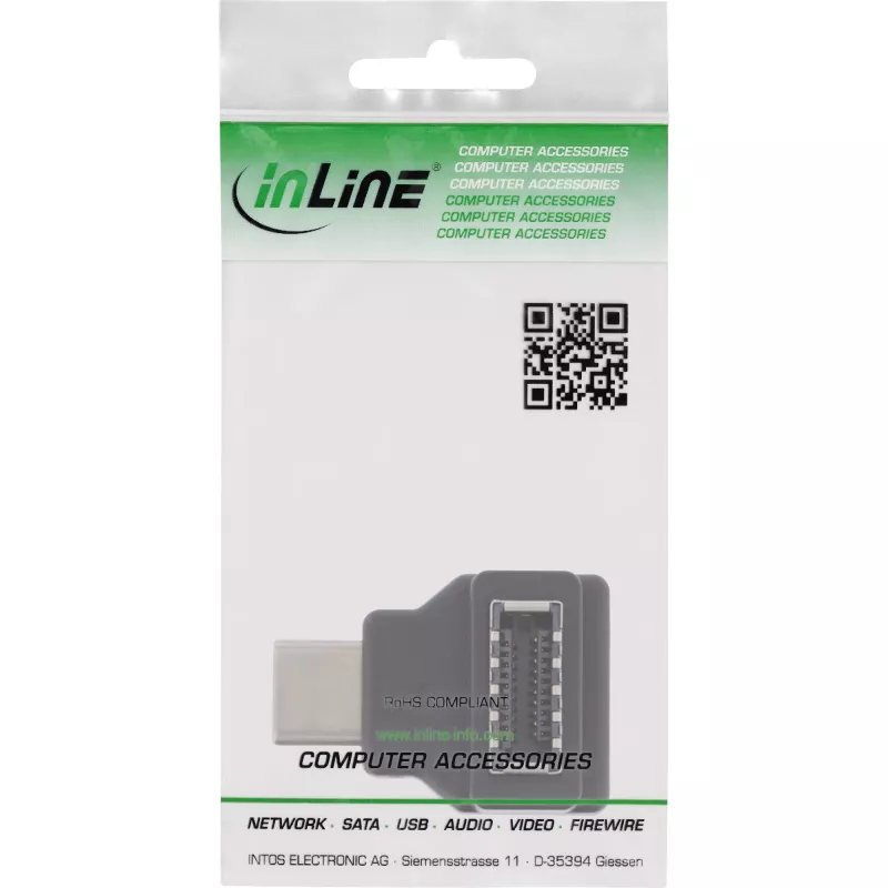 InLine USB 3.2 adaptér, USB-C konektor samec na interný USB-E front panel konektor samica