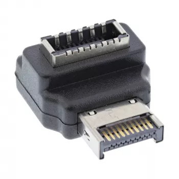 InLine USB 3.2 adaptér interný, front panel USB-E konektor samec na USB-E konektor samica 90°