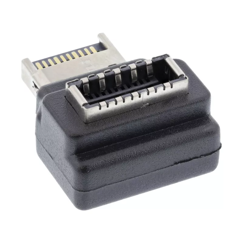 InLine USB 3.2 adaptér interný, front panel USB-E konektor samec na USB-E konektor samica 90°