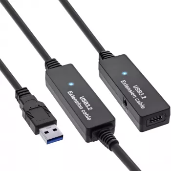 InLine USB 3.2 Gen.1 aktívne predlžovacie, USB-A konektor samec na USB-C konektor samica, 10 m