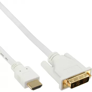 InLine HDMI na DVI kábel konektor samec / 18+1 konektor samec biely zlatý 5m