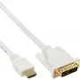 InLine HDMI na DVI kábel konektor samec / 18+1 konektor samec biely zlatý 5m