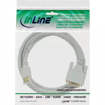InLine HDMI na DVI kábel konektor samec / 18+1 konektor samec biely zlatý 5m