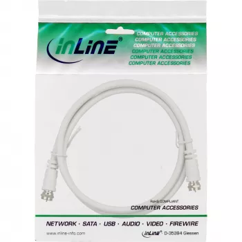 InLine SAT kábel 2x tienený Ultra-Low-Loss 2x F konektor samec >75 dB biely 10 m
