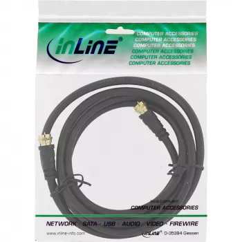 InLine SAT kábel Premium 2-násobne tienený 2x F konektor samec >85 dB čierny 5 m