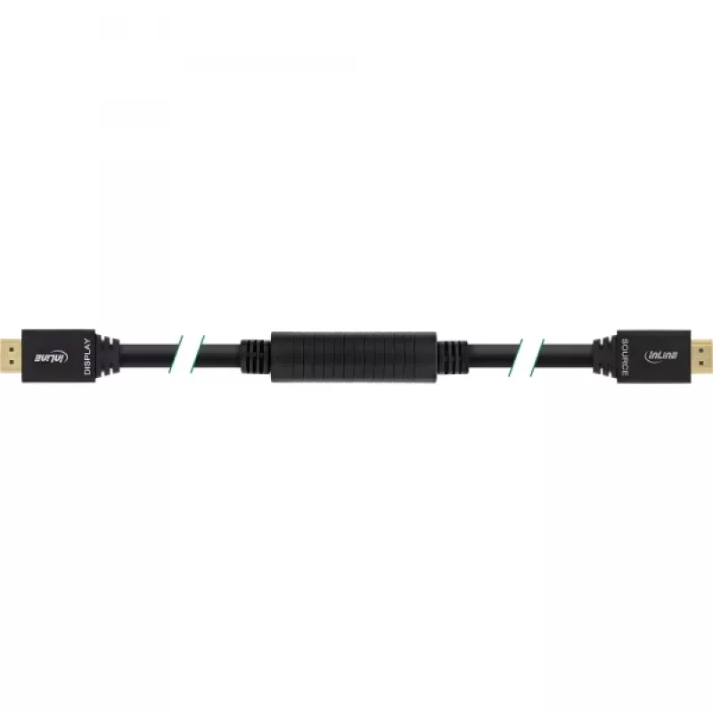 InLine , aktívny High Speed HDMI kábel s Ethernet, M/M, čierny, pozlátené kontakty, 30 m
