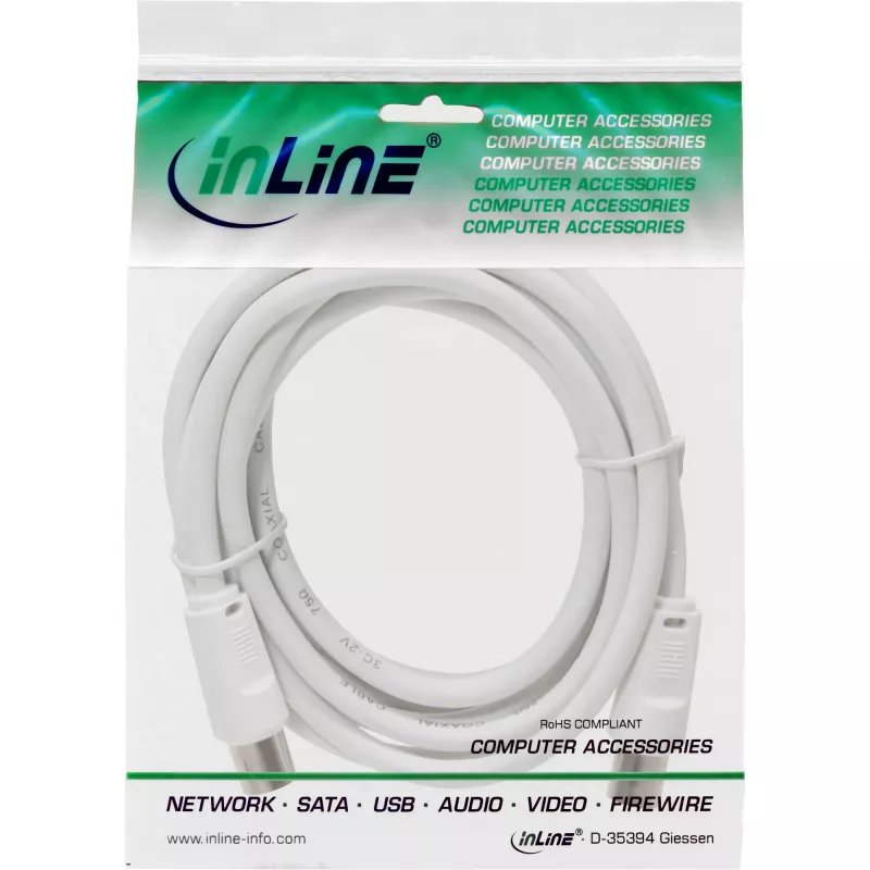 InLine anténny kábel 2-násobne tienený, ultra nízky útlm >75 dB, biely, 10 m