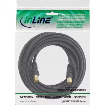 InLine anténny kábel 2-násobne tienený >85dB čierny 5m