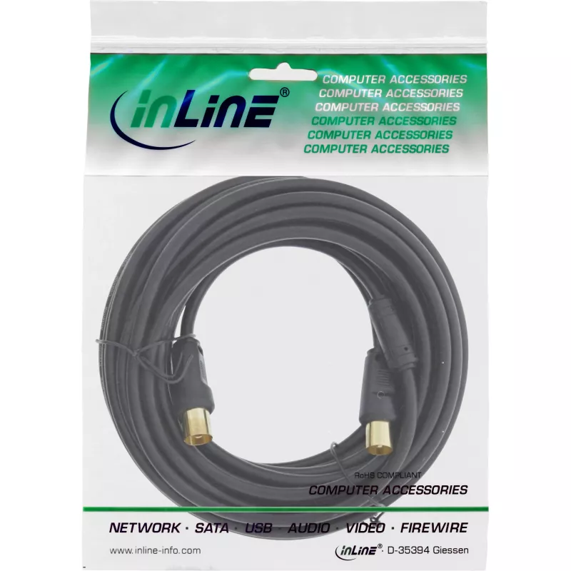 InLine anténny kábel 2-násobne tienený >85 dB čierny 1 m