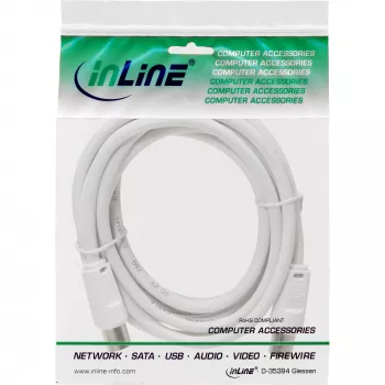 InLine anténny kábel 2-násobne tienený ultra nízky útlm >75dB biely 1m