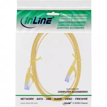 InLine plochý patch kábel, U/FTP, Cat.6A, žltý, 0,5 m