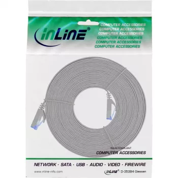 InLine plochý patch kábel, U/FTP, Cat.6A, sivý, 5 m