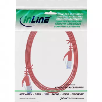 InLine plochý patch kábel, U/FTP, Cat.6A, červený, 3 m