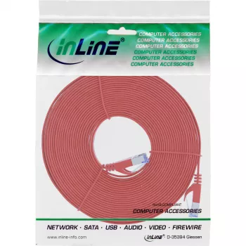 InLine plochý patch kábel, U/FTP, Cat.6A, červený, 7 m
