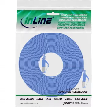 InLine plochý patch kábel, U/FTP, Cat.6A, modrý, 7 m