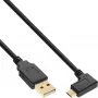 InLine Micro-USB 2.0 kábel USB Type-A konektor samec / Micro-B konektor samec, zahnutý, čierny, 1,5 m