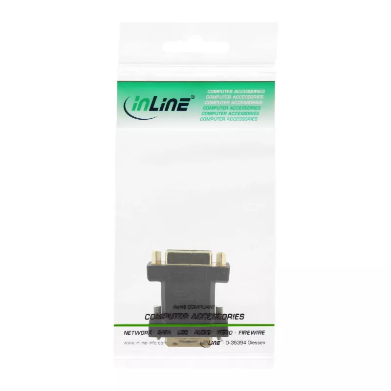 InLine DVI-D adaptér DVI-I 24+5 konektor samica / DVI-D 24+1 konektor samec, pozlátený