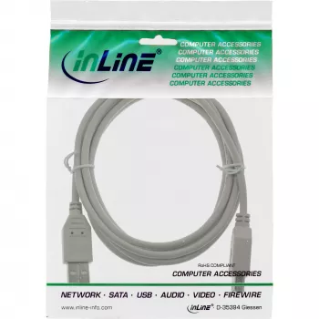 USB 2.0 predlžovací kábel Type-A konektor samec/samica InLine 34605X béžový 5 m