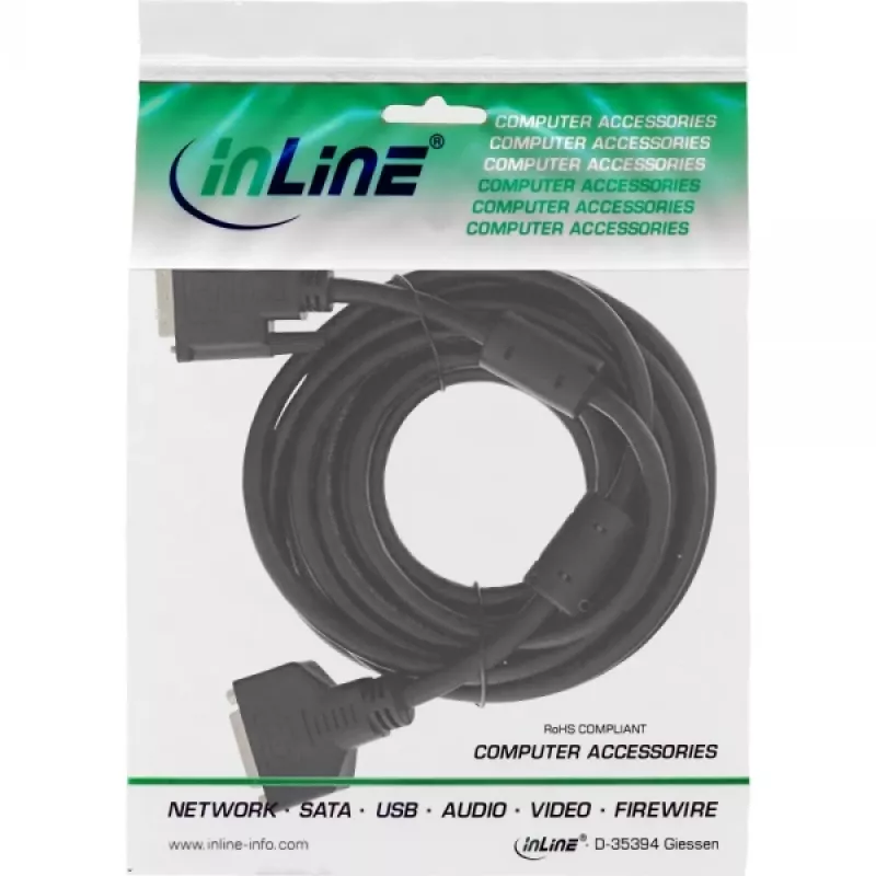 InLine DVI-D kábel 24+1 M/F, Dual Link, 2 feritové jadrá, 2 m