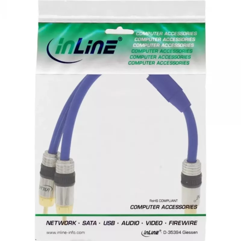 InLine RCA Y kábel Premium 1x RCA samica / 2x RCA samec pozlátený 0,25 m
