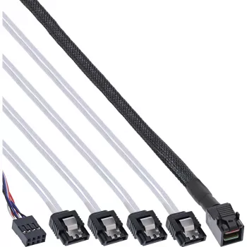 InLine Mini SAS HD kábel SFF-8643 na 4x SATA + Sideband 0,5 m
