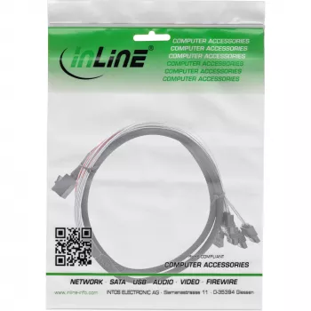 InLine Mini SAS HD kábel SFF-8643 na 4x SATA + Sideband 1 m