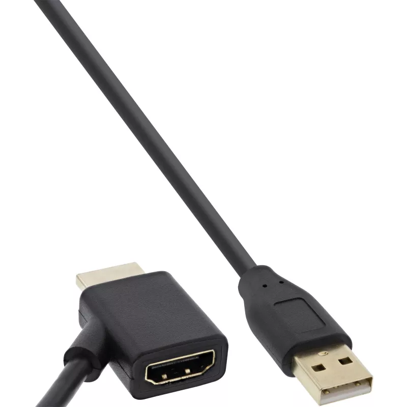 InLine HDMI adaptér M/M s USB-A napájacím injektorom 0,5 m