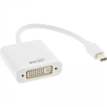 InLine Mini DisplayPort konektor samec / DVI-D 24+1 adaptér konektor samica biely, 0,15m