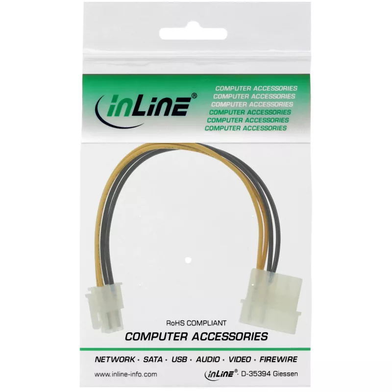 InLine adaptér napájacieho kábla základnej dosky 5,25 palca / 4-pin 12V 0,20 m