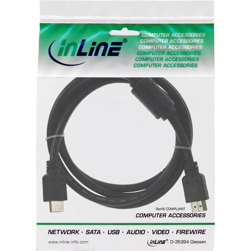 InLine HDMI kábel High Speed konektor samec + ferit čierny 1 m
