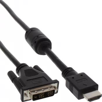 InLine HDMI-DVI kábel 19-pin konektor samec / 18+1 konektor samec + feritové jadro čierny 1,5 m