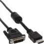 InLine HDMI-DVI kábel 19-pin konektor samec / 18+1 konektor samec + feritové jadro čierny 0,5 m