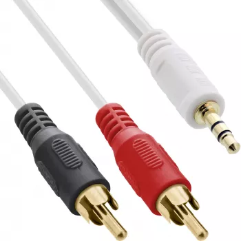 InLine audio kábel 2x cinch konektor samec / 3,5 mm jack konektor samec biela/zlatá 1,5 m