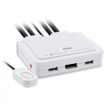 InLine KVM switch, 2-portový, USB-C na DisplayPort 1.2, 4K, audio, integrovaný kábel