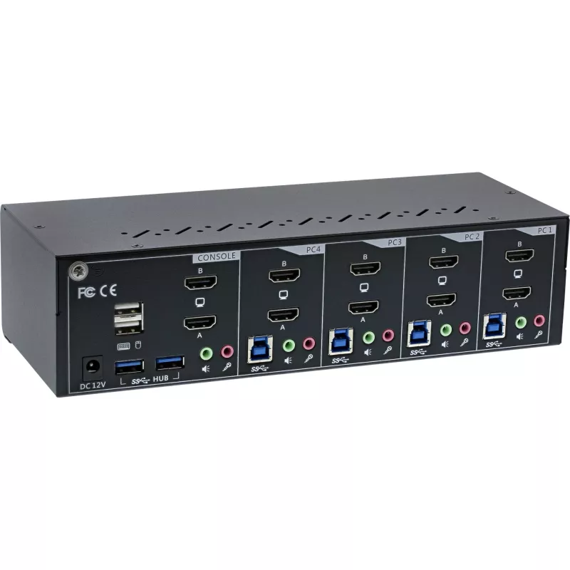 KVM desktop switch InLine 62654I 4-portový dual-monitor HDMI 4K USB 3.0 audio